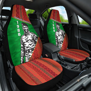 Ibrahim Traore Burkina Faso Fearless Leadership Car Seat Cover West African Tribal Pattern And Patriotic Camo Art