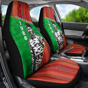 Ibrahim Traore Burkina Faso Fearless Leadership Car Seat Cover West African Tribal Pattern And Patriotic Camo Art