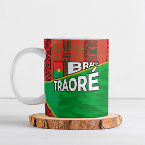 Ibrahim Traore Burkina Faso Fearless Leadership Ceramic Mug West African Tribal Pattern And Patriotic Camo Art