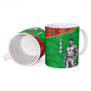 Ibrahim Traore Burkina Faso Fearless Leadership Ceramic Mug West African Tribal Pattern And Patriotic Camo Art