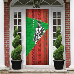 Ibrahim Traore Burkina Faso Fearless Leadership Door Cover West African Tribal Pattern And Patriotic Camo Art