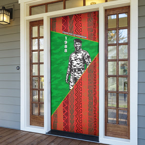 Ibrahim Traore Burkina Faso Fearless Leadership Door Cover West African Tribal Pattern And Patriotic Camo Art