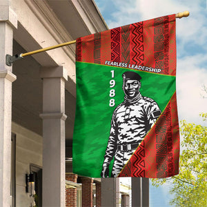 Ibrahim Traore Burkina Faso Fearless Leadership Garden Flag West African Tribal Pattern And Patriotic Camo Art