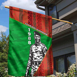 Ibrahim Traore Burkina Faso Fearless Leadership Garden Flag West African Tribal Pattern And Patriotic Camo Art