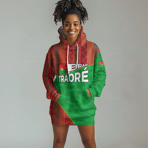 Ibrahim Traore Burkina Faso Fearless Leadership Hoodie Dress West African Tribal Pattern And Patriotic Camo Art