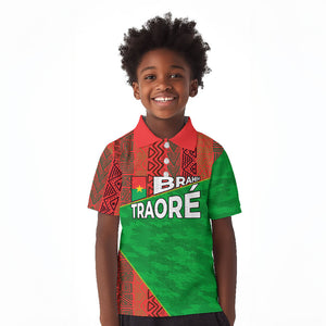 Ibrahim Traore Burkina Faso Fearless Leadership Kid Polo Shirt West African Tribal Pattern And Patriotic Camo Art