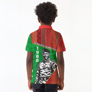 Ibrahim Traore Burkina Faso Fearless Leadership Kid Polo Shirt West African Tribal Pattern And Patriotic Camo Art