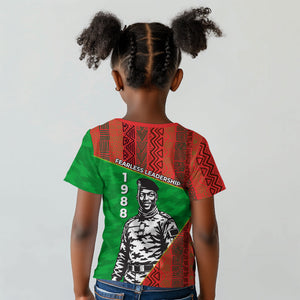 Ibrahim Traore Burkina Faso Fearless Leadership Kid T shirt West African Tribal Pattern And Patriotic Camo Art