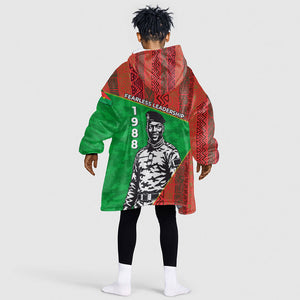 Ibrahim Traore Burkina Faso Fearless Leadership Kid Wearable Blanket Hoodie West African Tribal Pattern And Patriotic Camo Art