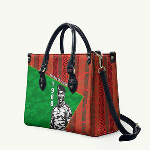 Ibrahim Traore Burkina Faso Fearless Leadership Leather Bag West African Tribal Pattern And Patriotic Camo Art