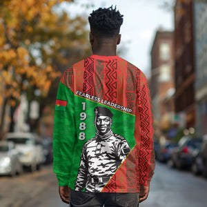 Ibrahim Traore Burkina Faso Fearless Leadership Long Sleeve Shirt West African Tribal Pattern And Patriotic Camo Art