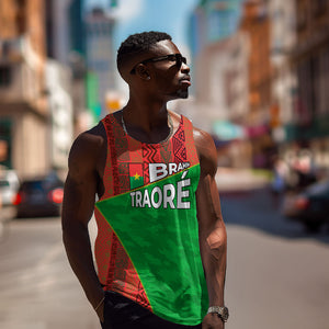 Ibrahim Traore Burkina Faso Fearless Leadership Men Tank Top West African Tribal Pattern And Patriotic Camo Art