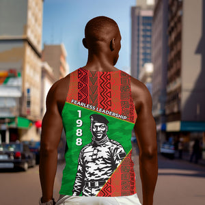 Ibrahim Traore Burkina Faso Fearless Leadership Men Tank Top West African Tribal Pattern And Patriotic Camo Art