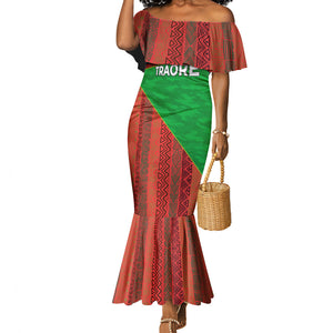 Ibrahim Traore Burkina Faso Fearless Leadership Mermaid Dress West African Tribal Pattern And Patriotic Camo Art