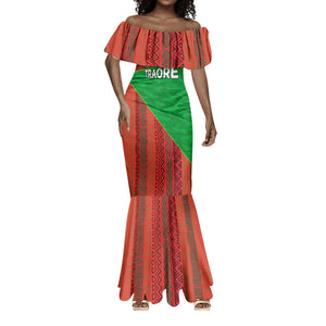 Ibrahim Traore Burkina Faso Fearless Leadership Mermaid Dress West African Tribal Pattern And Patriotic Camo Art