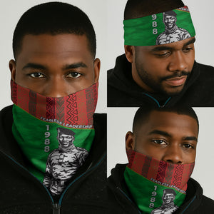 Ibrahim Traore Burkina Faso Fearless Leadership Neck Gaiter West African Tribal Pattern And Patriotic Camo Art
