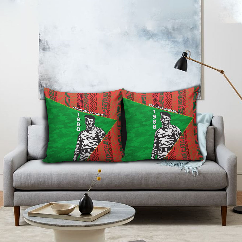 Ibrahim Traore Burkina Faso Fearless Leadership Pillow Cover West African Tribal Pattern And Patriotic Camo Art