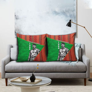 Ibrahim Traore Burkina Faso Fearless Leadership Pillow Cover West African Tribal Pattern And Patriotic Camo Art