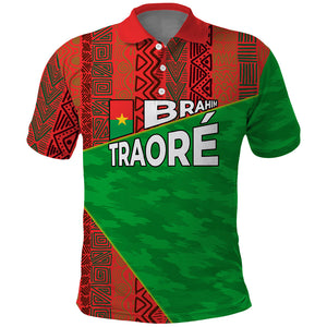 Ibrahim Traore Burkina Faso Fearless Leadership Polo Shirt West African Tribal Pattern And Patriotic Camo Art
