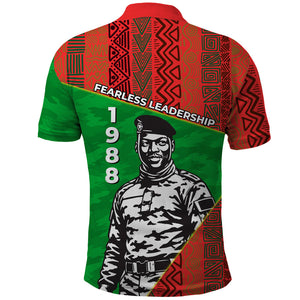 Ibrahim Traore Burkina Faso Fearless Leadership Polo Shirt West African Tribal Pattern And Patriotic Camo Art