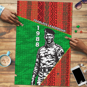 Ibrahim Traore Burkina Faso Fearless Leadership Puzzle West African Tribal Pattern And Patriotic Camo Art