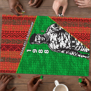 Ibrahim Traore Burkina Faso Fearless Leadership Puzzle West African Tribal Pattern And Patriotic Camo Art