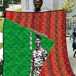 Ibrahim Traore Burkina Faso Fearless Leadership Quilt West African Tribal Pattern And Patriotic Camo Art