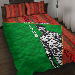 Ibrahim Traore Burkina Faso Fearless Leadership Quilt Bed Set West African Tribal Pattern And Patriotic Camo Art