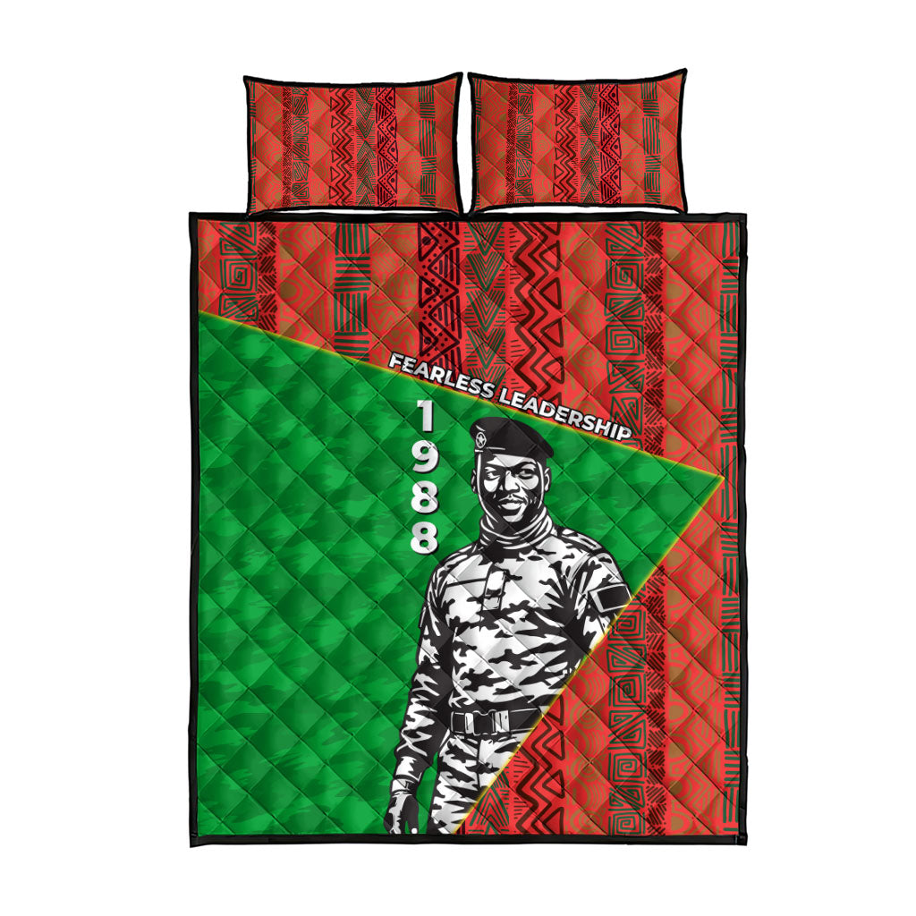 Ibrahim Traore Burkina Faso Fearless Leadership Quilt Bed Set West African Tribal Pattern And Patriotic Camo Art