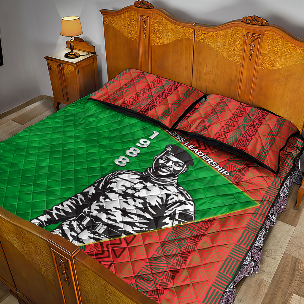 Ibrahim Traore Burkina Faso Fearless Leadership Quilt Bed Set West African Tribal Pattern And Patriotic Camo Art