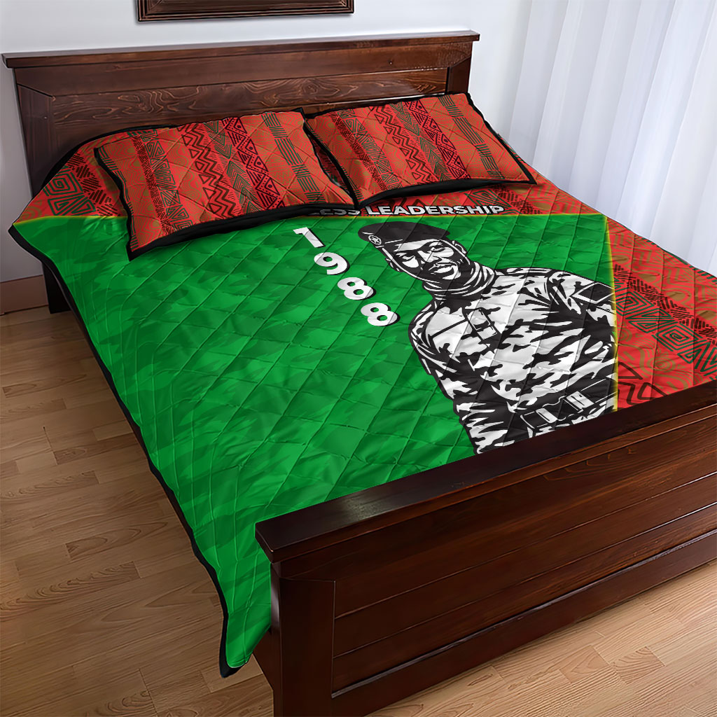 Ibrahim Traore Burkina Faso Fearless Leadership Quilt Bed Set West African Tribal Pattern And Patriotic Camo Art