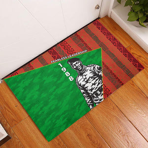 Ibrahim Traore Burkina Faso Fearless Leadership Rubber Doormat West African Tribal Pattern And Patriotic Camo Art