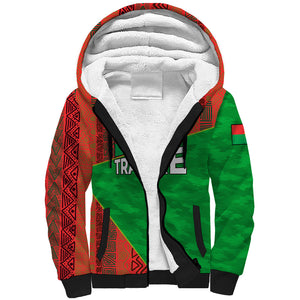 Ibrahim Traore Burkina Faso Fearless Leadership Sherpa Hoodie West African Tribal Pattern And Patriotic Camo Art