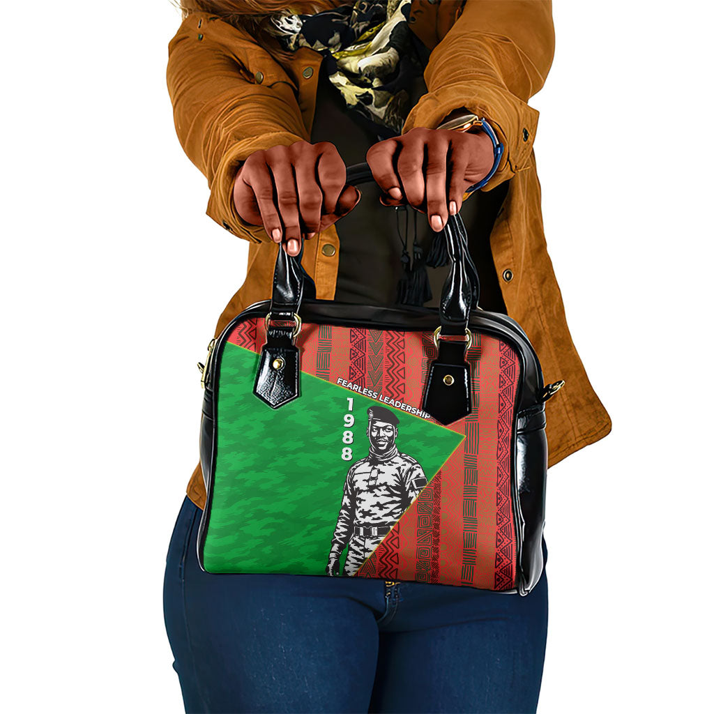 Ibrahim Traore Burkina Faso Fearless Leadership Shoulder Handbag West African Tribal Pattern And Patriotic Camo Art