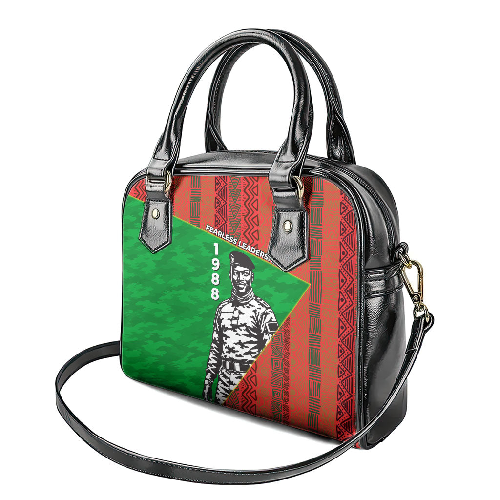 Ibrahim Traore Burkina Faso Fearless Leadership Shoulder Handbag West African Tribal Pattern And Patriotic Camo Art