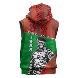 Ibrahim Traore Burkina Faso Fearless Leadership Sleeveless Hoodie West African Tribal Pattern And Patriotic Camo Art