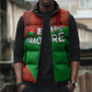 Ibrahim Traore Burkina Faso Fearless Leadership Sleeveless Puffer Jacket West African Tribal Pattern And Patriotic Camo Art
