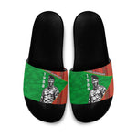 Ibrahim Traore Burkina Faso Fearless Leadership Slide Sandals West African Tribal Pattern And Patriotic Camo Art
