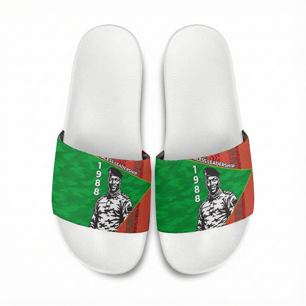 Ibrahim Traore Burkina Faso Fearless Leadership Slide Sandals West African Tribal Pattern And Patriotic Camo Art