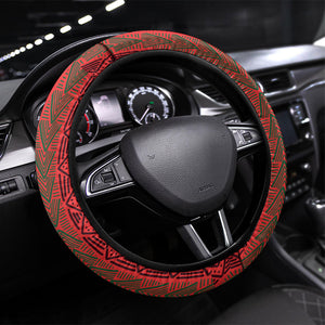 Ibrahim Traore Burkina Faso Fearless Leadership Steering Wheel Cover West African Tribal Pattern And Patriotic Camo Art