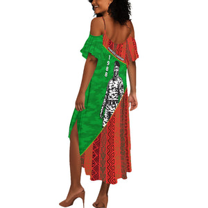 Ibrahim Traore Burkina Faso Fearless Leadership Summer Maxi Dress West African Tribal Pattern And Patriotic Camo Art