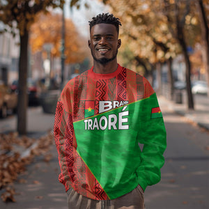 Ibrahim Traore Burkina Faso Fearless Leadership Sweatshirt West African Tribal Pattern And Patriotic Camo Art