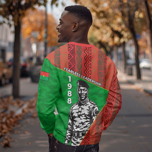 Ibrahim Traore Burkina Faso Fearless Leadership Sweatshirt West African Tribal Pattern And Patriotic Camo Art