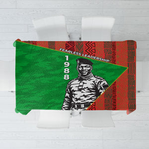 Ibrahim Traore Burkina Faso Fearless Leadership Tablecloth West African Tribal Pattern And Patriotic Camo Art