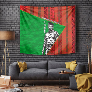 Ibrahim Traore Burkina Faso Fearless Leadership Tapestry West African Tribal Pattern And Patriotic Camo Art