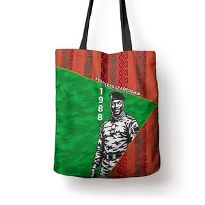 Ibrahim Traore Burkina Faso Fearless Leadership Tote Bag West African Tribal Pattern And Patriotic Camo Art