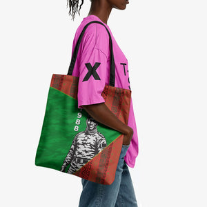 Ibrahim Traore Burkina Faso Fearless Leadership Tote Bag West African Tribal Pattern And Patriotic Camo Art