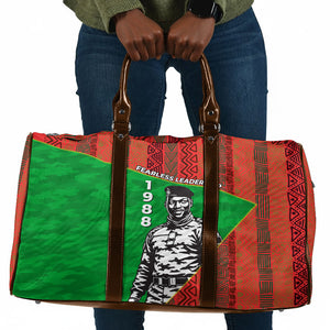 Ibrahim Traore Burkina Faso Fearless Leadership Travel Bag West African Tribal Pattern And Patriotic Camo Art