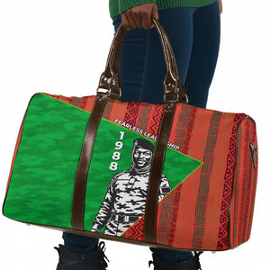 Ibrahim Traore Burkina Faso Fearless Leadership Travel Bag West African Tribal Pattern And Patriotic Camo Art