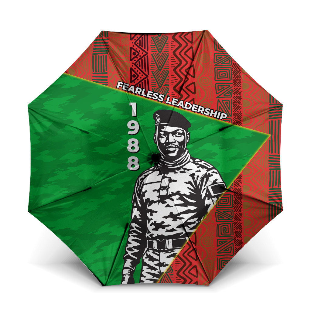 Ibrahim Traore Burkina Faso Fearless Leadership Umbrella West African Tribal Pattern And Patriotic Camo Art